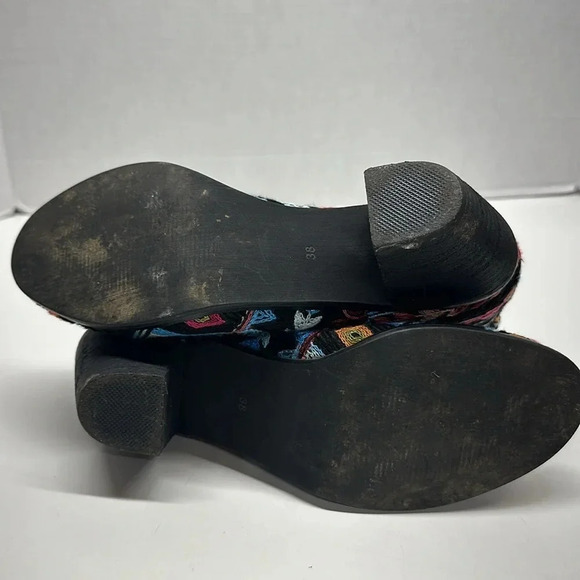 Socofy Ankle Boots Heeled Boot Shoes Embroidered Black Colorful Size 38 US 7 - Picture 7 of 9